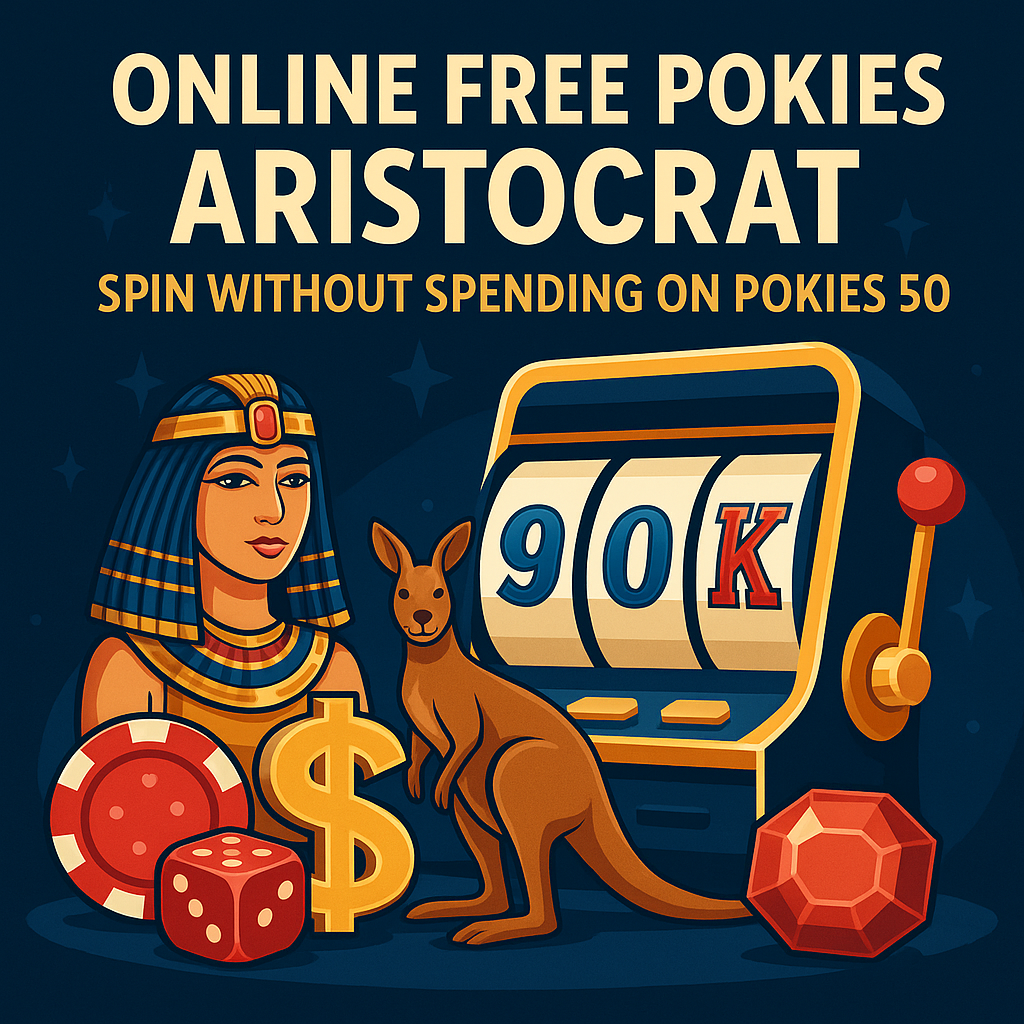 Digital artwork showing online free pokies Aristocrat on Pokies 50 login platform for Australian players