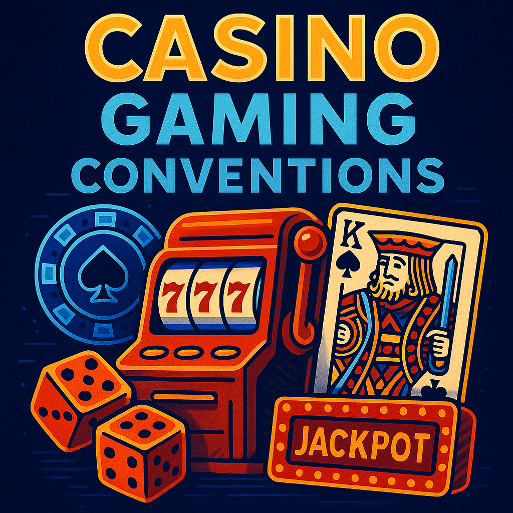 Casino gaming conventions โ slot machine, poker chip, and jackpot scene