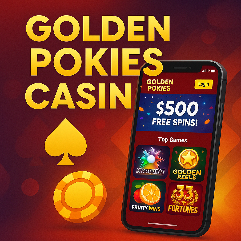 Golden Pokies casino ๐ฐ $500 bonus page with mobile login, top games like Starburst, Fruity Wins & Golden Reels โ Australia-friendly pokie site promo