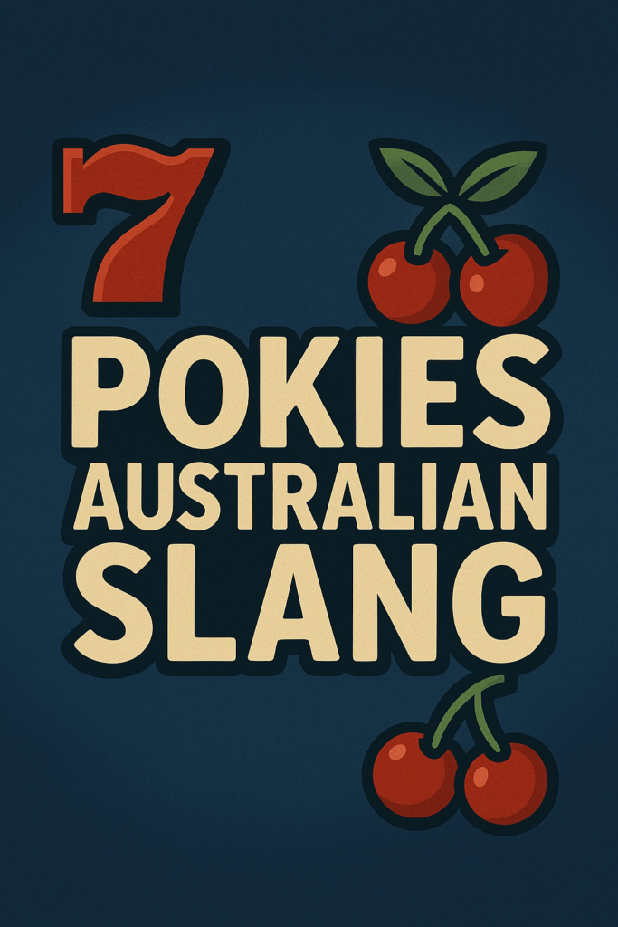 Illustration representing Australian slang pokies with slot symbols and local style