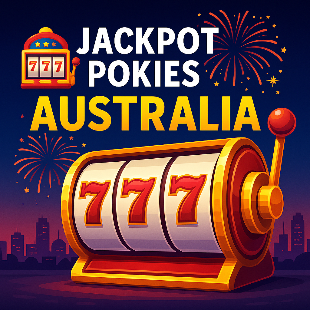 Jackpot Pokies Australia slot machine with 777 and fireworks backdrop